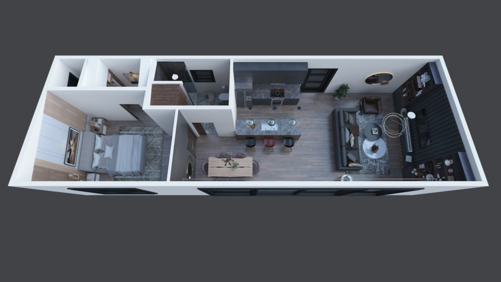 Framework First ADU - Ultra Modern (One Bedroom) Interior Top View